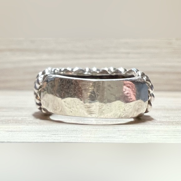 Designer Dian Malouf Sterling Silver & 14K Yellow Gold Textured Dome Ring,Size 7 - Picture 4 of 11